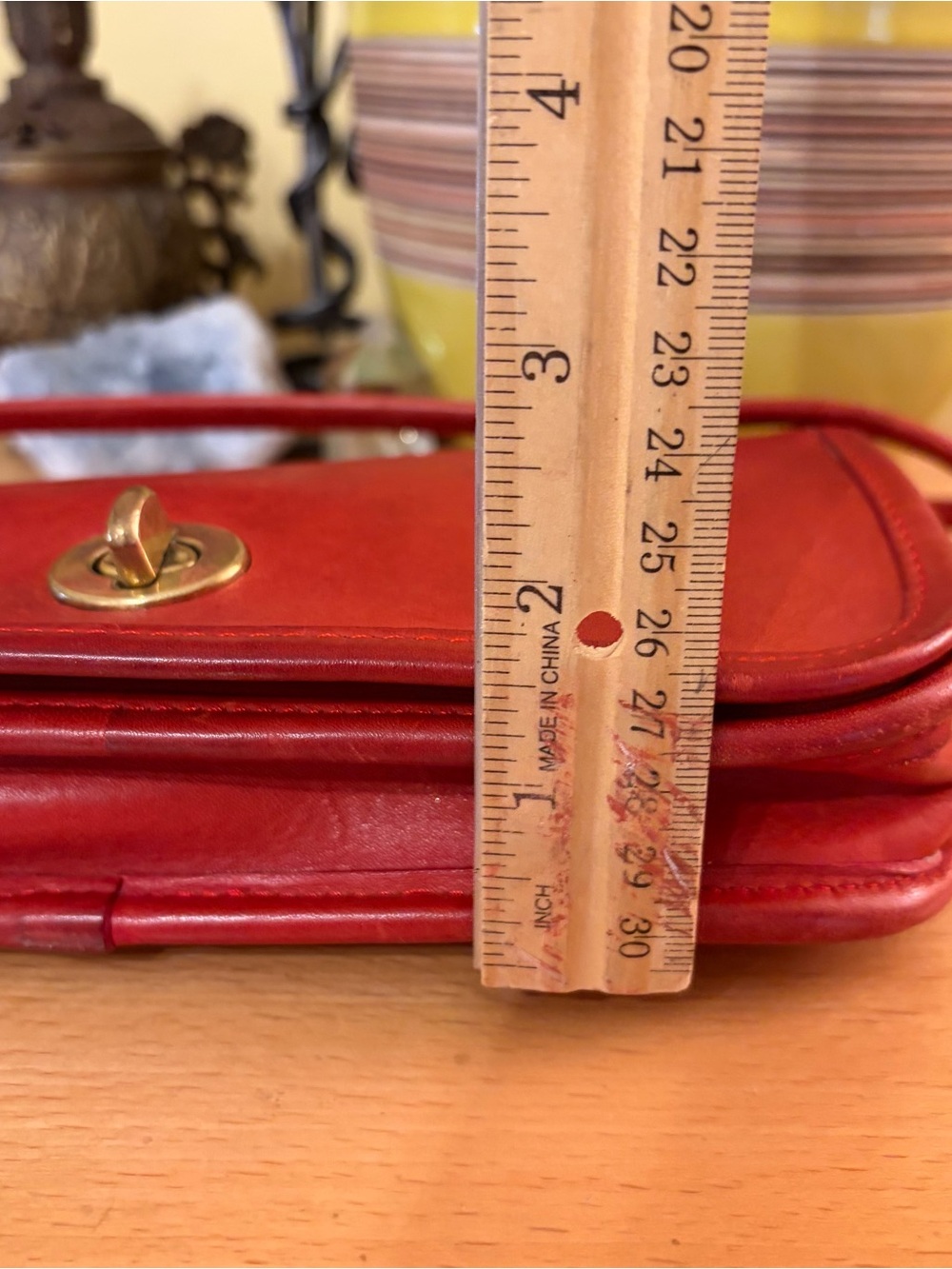 Vintage Coach Dinky 80s 90s Cherry Red Leather Crossbody Bag Purse Made In USA - Picture 14 of 16